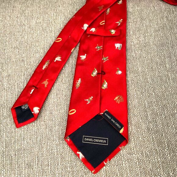 DANIEL CREMIEUX SIGNATURE Handmade Silk Repp Tie 12 Days of Christmas USA * - Picture 2 of 6